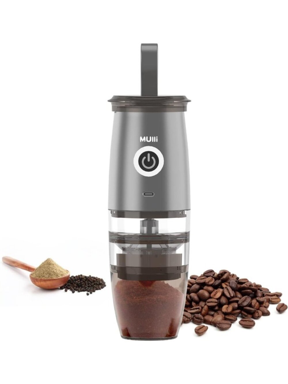 Portable Electric Burr Coffee Grinder - Adjustable Mill with 5 Grind Settings